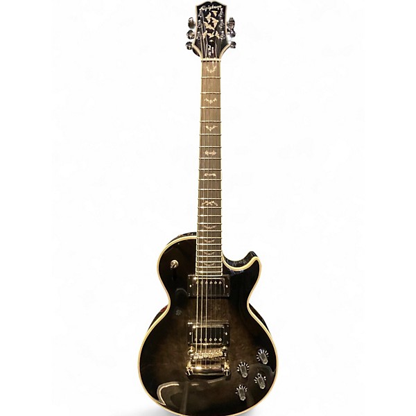 Used Epiphone Les Paul Custom Trans Black Solid Body Electric Guitar