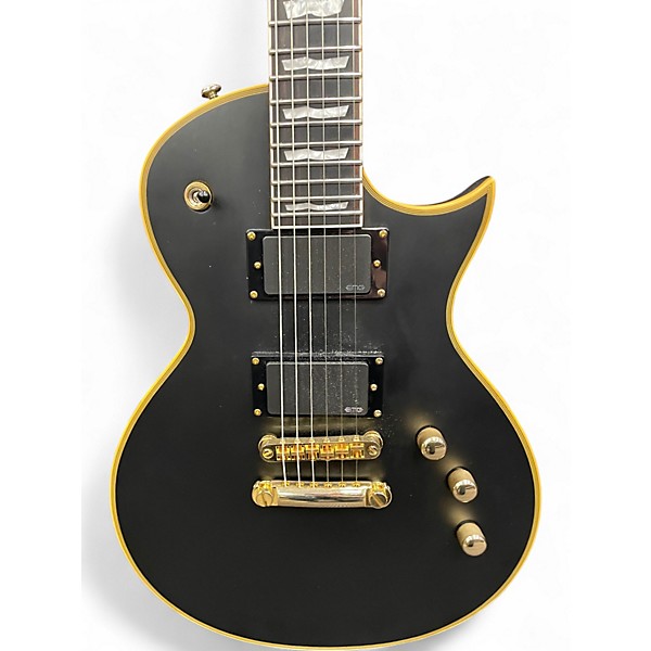 Used ESP EC1000 Deluxe BLACK WITH GOLD BINDING Solid Body Electric Guitar