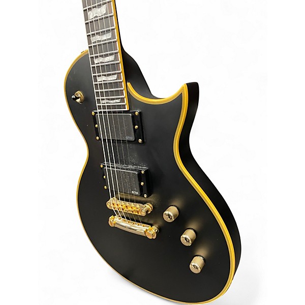 Used ESP EC1000 Deluxe BLACK WITH GOLD BINDING Solid Body Electric Guitar