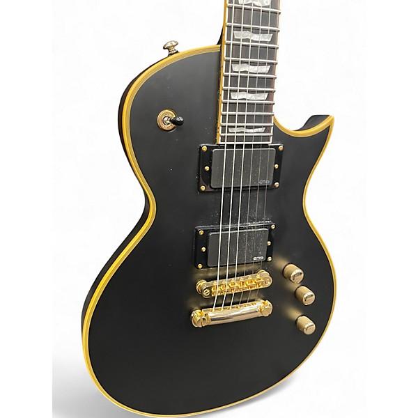 Used ESP EC1000 Deluxe BLACK WITH GOLD BINDING Solid Body Electric Guitar