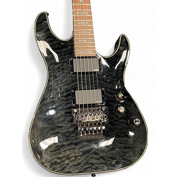 Used Schecter Guitar Research Damien Elite 6 Black Solid Body Electric Guitar