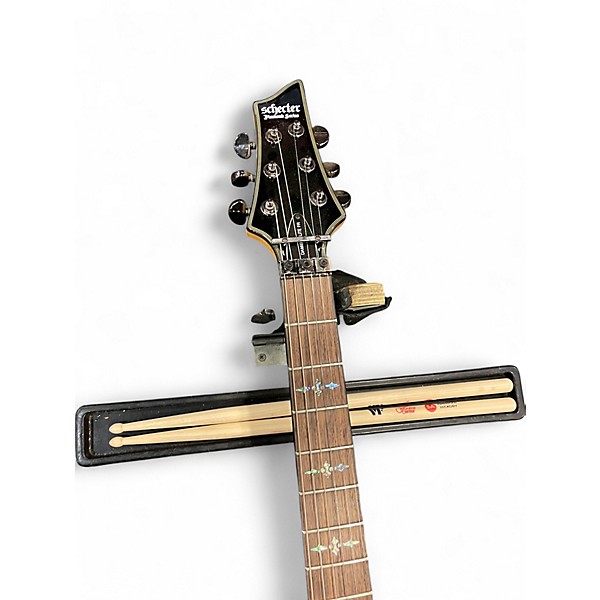 Used Schecter Guitar Research Damien Elite 6 Black Solid Body Electric Guitar