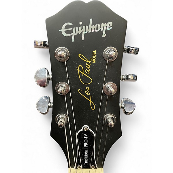 Used Epiphone Les Paul Traditional Pro Ebony Solid Body Electric Guitar