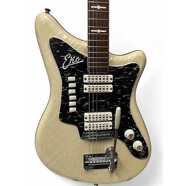Vintage 1960s EKO 500 V4 White Solid Body Electric Guitar