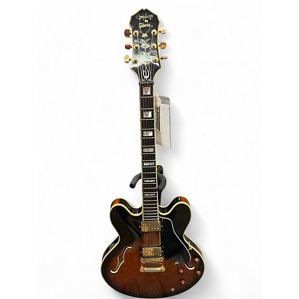 Used 1988 Epiphone Sheraton 2 Color Sunburst Hollow Body Electric Guitar