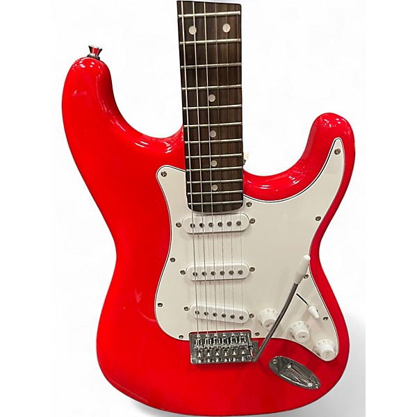 Used Monoprice DOUBLE CUTAWAY S TYPE RED Solid Body Electric Guitar