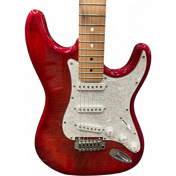Used Indio DOUBLE CUTAWAY S TYPE Trans Red Solid Body Electric Guitar