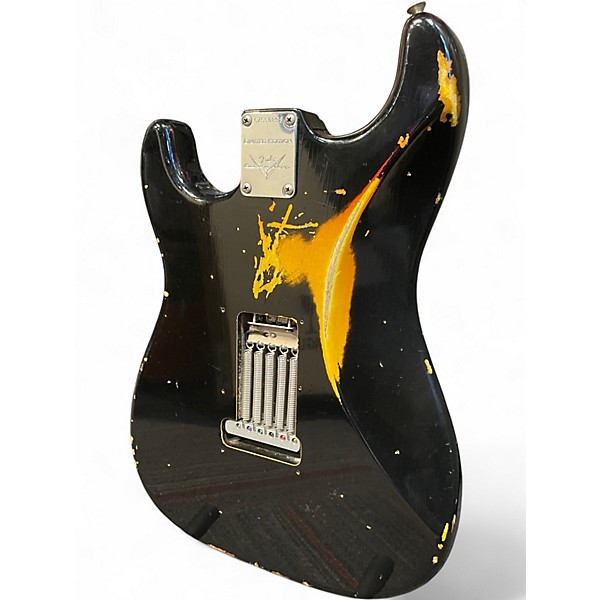 Used Fender Dual Mag II Strat Relic Black over Sunburst Solid Body Electric Guitar