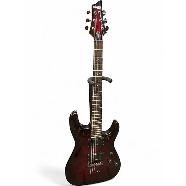 Used Schecter Guitar Research Demon 6 Crimson Red Burst Solid Body Electric Guitar