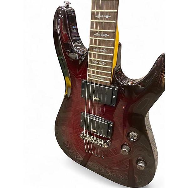 Used Schecter Guitar Research Demon 6 Crimson Red Burst Solid Body Electric Guitar