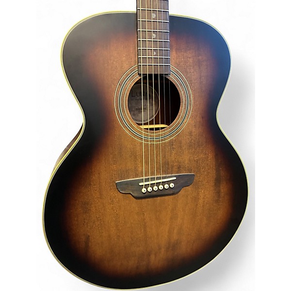 Used Luna Art Vintage Folk JE Vintage Distressed Brownburst Acoustic Electric Guitar