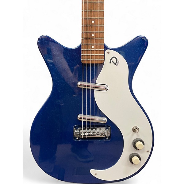 Used Danelectro 59 MOD NOS + DEEP BLUE METAL FLAKE SPARKLE Hollow Body Electric Guitar