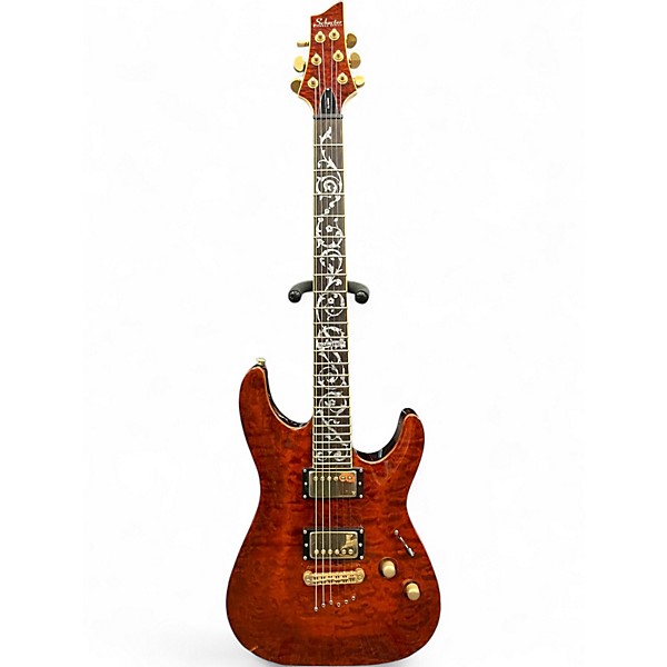 Used Schecter Guitar Research C1 Classic Quilted Brown Burst Solid Body Electric Guitar