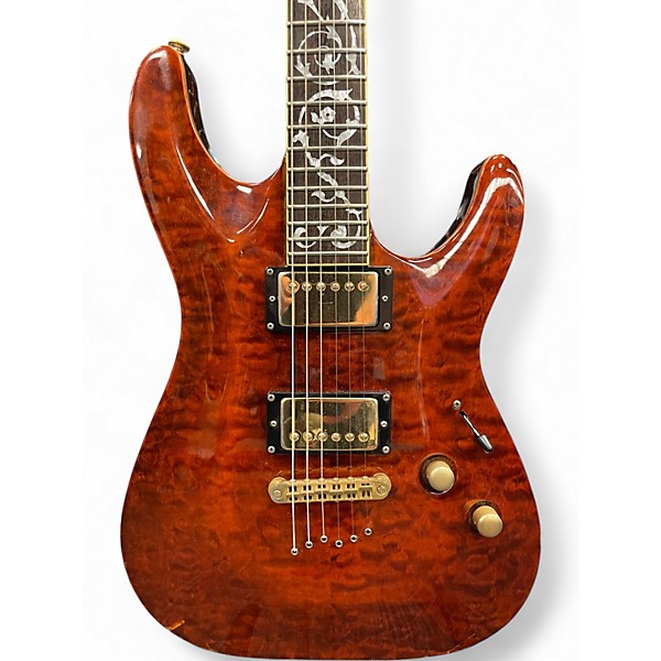 Used Schecter Guitar Research C1 Classic Quilted Brown Burst Solid Body Electric Guitar