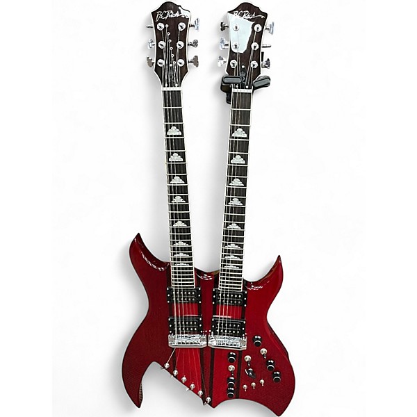 Used B.C. Rich Bich Legacy Double Neck Trans Red Solid Body Electric Guitar