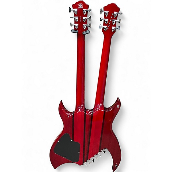 Used B.C. Rich Bich Legacy Double Neck Trans Red Solid Body Electric Guitar