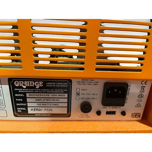 Used Orange Amplifiers Rockerverb 100H MKIII Tube Guitar Amp Head