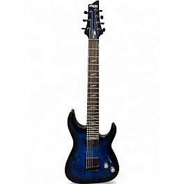Used Schecter Guitar Research Omen Elite-7 Blue Burst Solid Body Electric Guitar