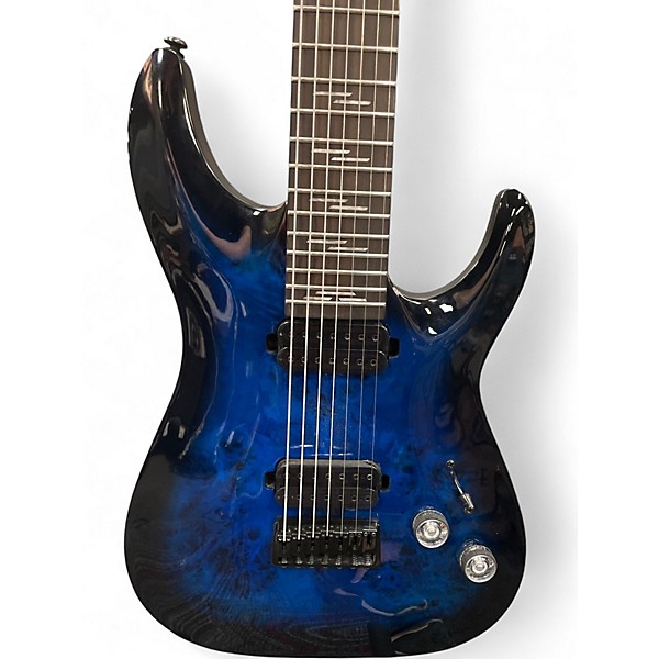 Used Schecter Guitar Research Omen Elite-7 Blue Burst Solid Body Electric Guitar
