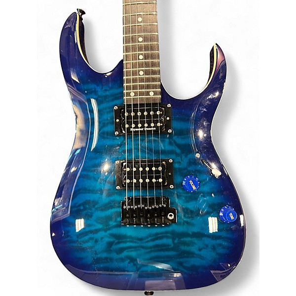 Used Ibanez GIO GRG 120QASP BLUE Solid Body Electric Guitar