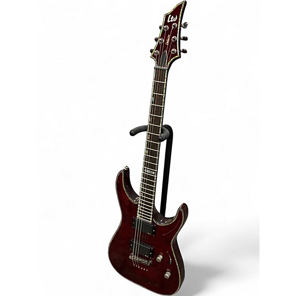 Used 2010 ESP H1001 Deluxe Trans Crimson Red Solid Body Electric Guitar