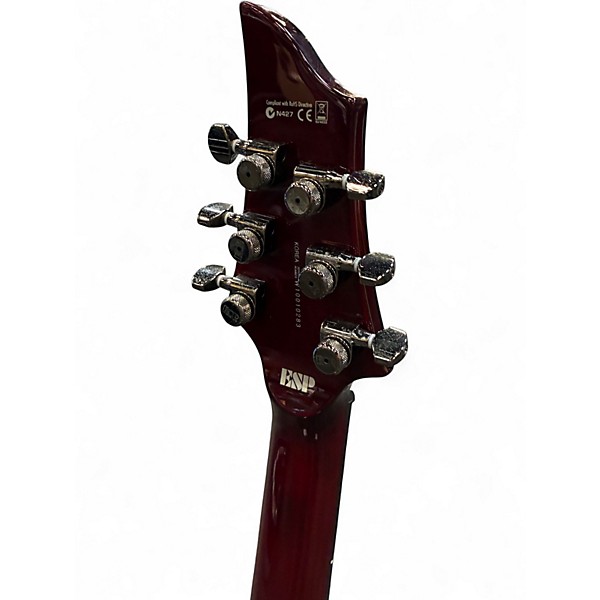 Used 2010 ESP H1001 Deluxe Trans Crimson Red Solid Body Electric Guitar