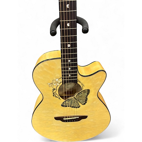 Used Luna Fauna Butterfly TRANSPARENT NATURAL Acoustic Electric Guitar