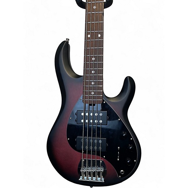 Used Sterling by Music Man Ray5 5 String Red to Black Fade Electric Bass Guitar