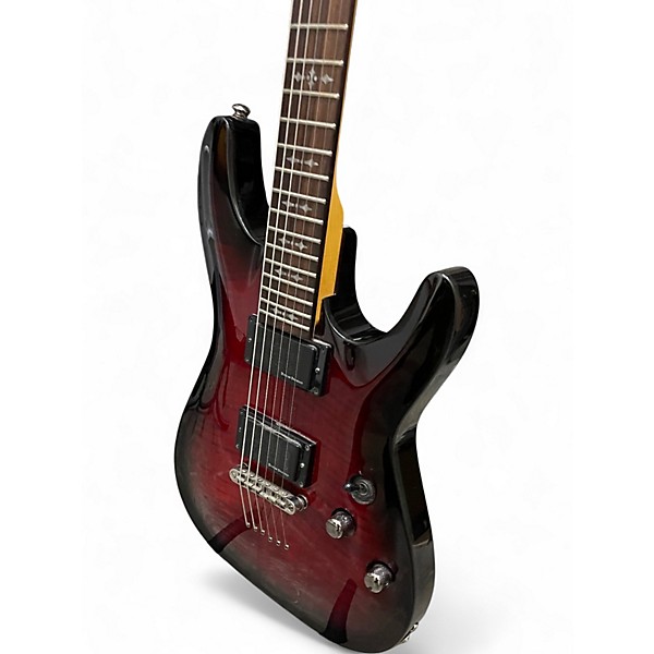 Used Schecter Guitar Research Demon 6 Crimson Red Burst Solid Body Electric Guitar