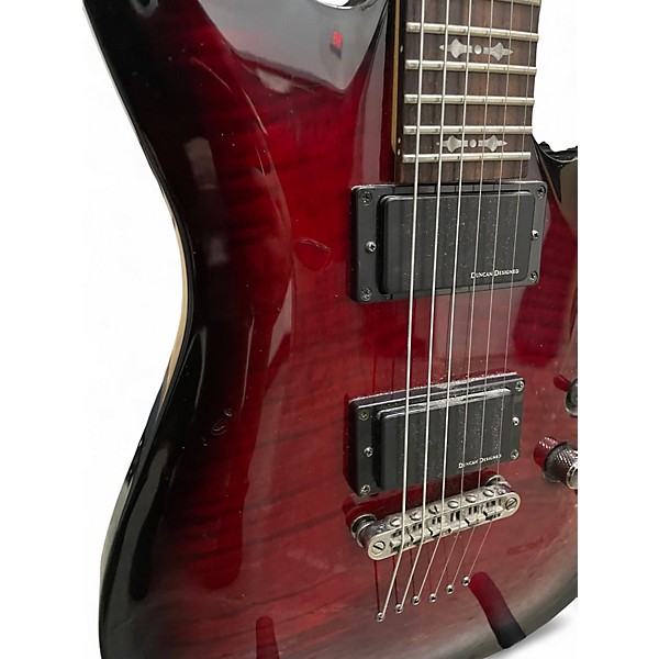 Used Schecter Guitar Research Demon 6 Crimson Red Burst Solid Body Electric Guitar