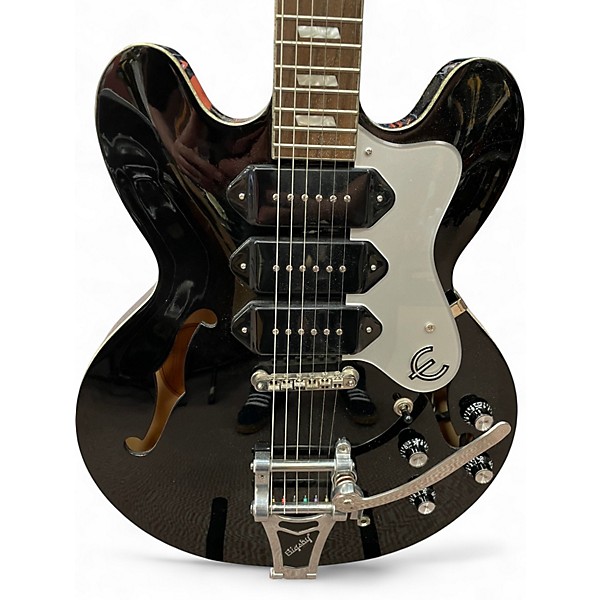 Used Epiphone Riviera Custom P93 Black Royale Black Hollow Body Electric Guitar