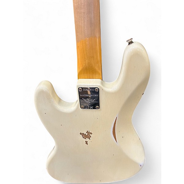 Used 2022 Fender LTD CUSTOM SHOP 1960 JAZZ BASS RELIC Olympic White Electric Bass Guitar