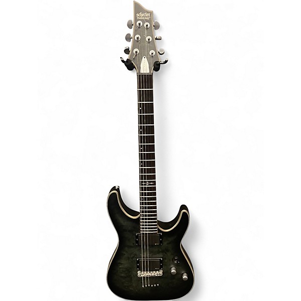 Used Schecter Guitar Research C1 Platinum Trans Black Solid Body Electric Guitar