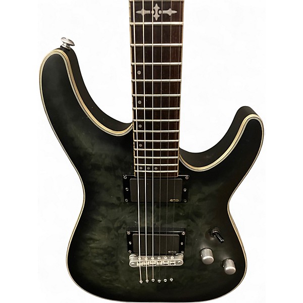 Used Schecter Guitar Research C1 Platinum Trans Black Solid Body Electric Guitar