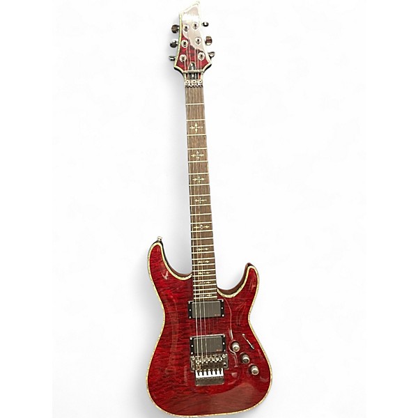 Used Schecter Guitar Research Hellraiser V1 Floyd Rose TRANS MAROON Solid Body Electric Guitar
