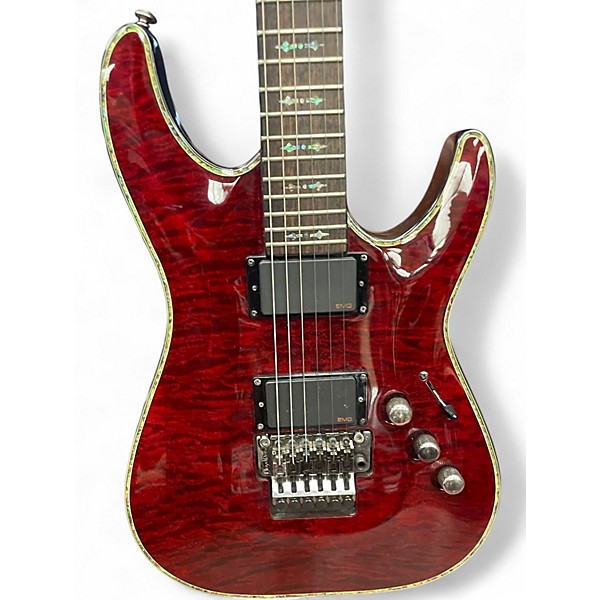 Used Schecter Guitar Research Hellraiser V1 Floyd Rose TRANS MAROON Solid Body Electric Guitar
