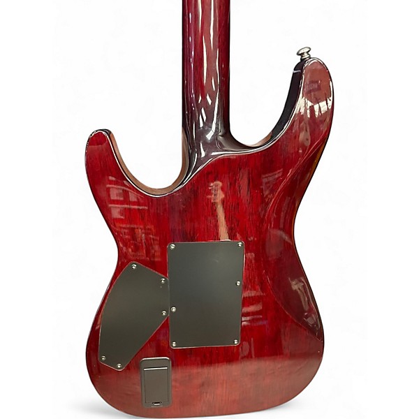 Used Schecter Guitar Research Hellraiser V1 Floyd Rose TRANS MAROON Solid Body Electric Guitar