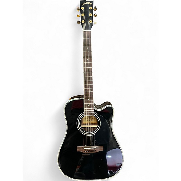 Used Zager ZAD-80CE Black Acoustic Electric Guitar