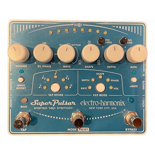 Used Electro-Harmonix SUPER PULSAR STEREO TAP TREMOLO Effect Pedal