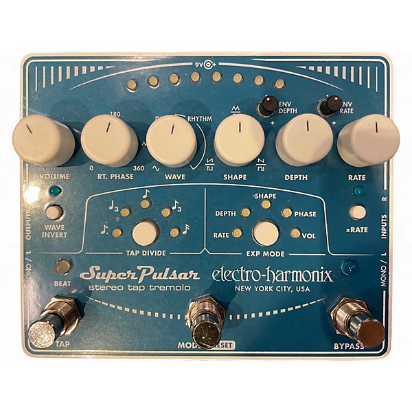 Used Electro-Harmonix SUPER PULSAR STEREO TAP TREMOLO Effect Pedal