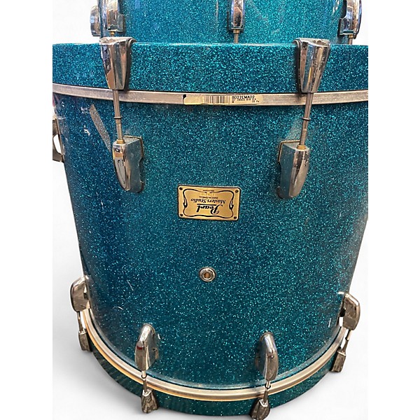 Used Pearl 8 Piece MASTER STUDIO KIT blue sparkle Drum Kit