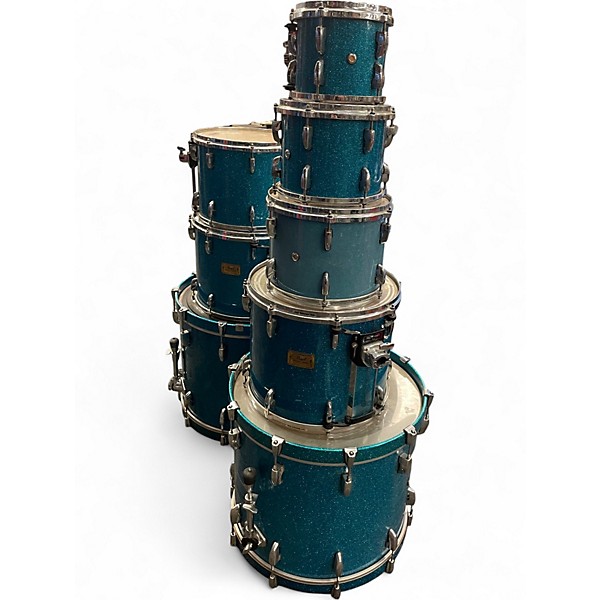 Used Pearl 8 Piece MASTER STUDIO KIT blue sparkle Drum Kit