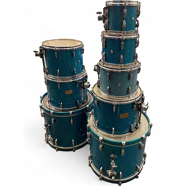 Used Pearl 8 Piece MASTER STUDIO KIT blue sparkle Drum Kit