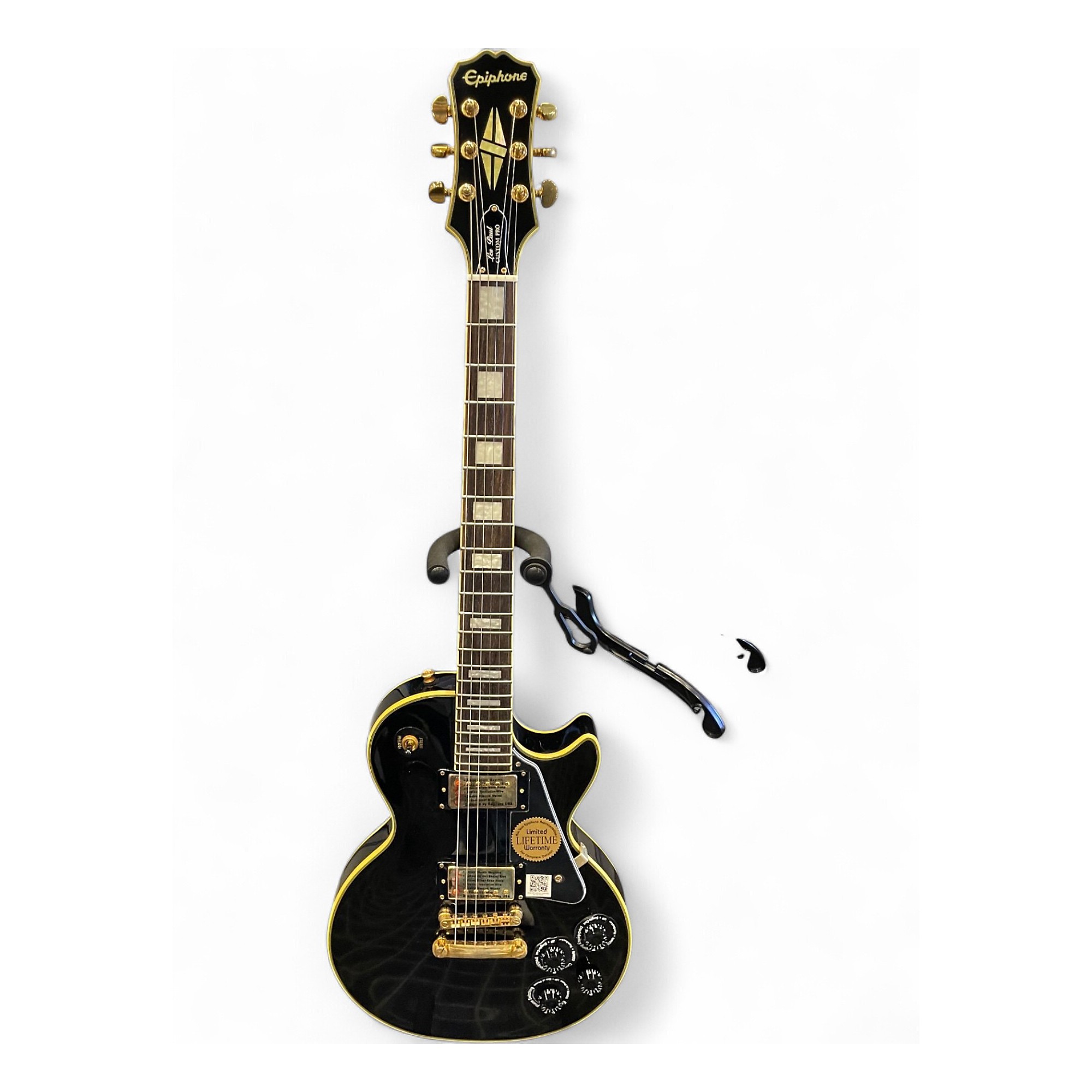 Used Epiphone Les Paul Custom Pro Black Solid Body Electric Guitar