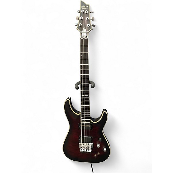 Used Schecter Guitar Research C1 Hellraiser Crimson Red Burst Solid Body Electric Guitar