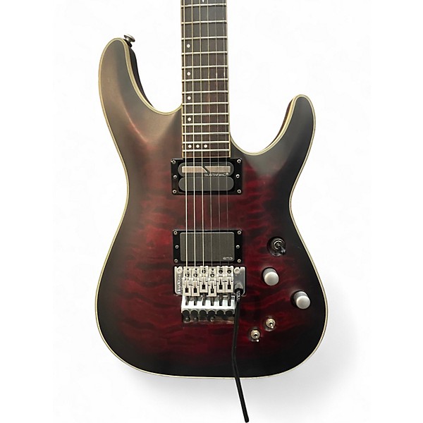 Used Schecter Guitar Research C1 Hellraiser Crimson Red Burst Solid Body Electric Guitar