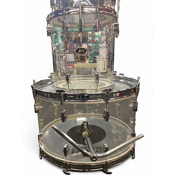Vintage 1970s Fibes 5 Piece Crystalite Clear Drum Kit