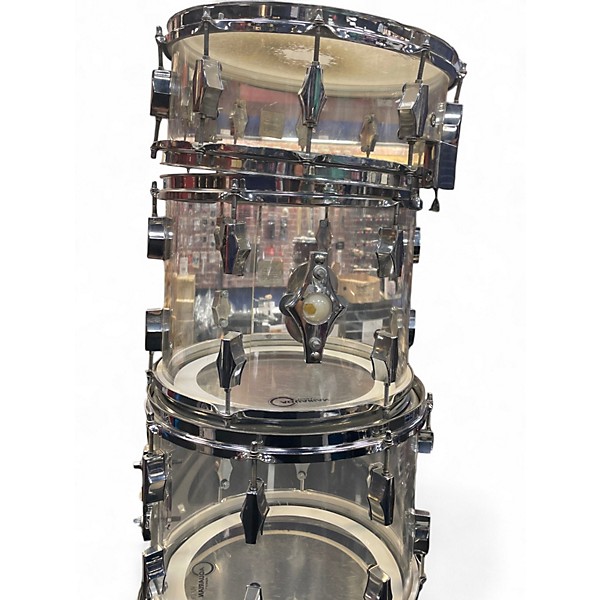 Vintage 1970s Fibes 5 Piece Crystalite Clear Drum Kit