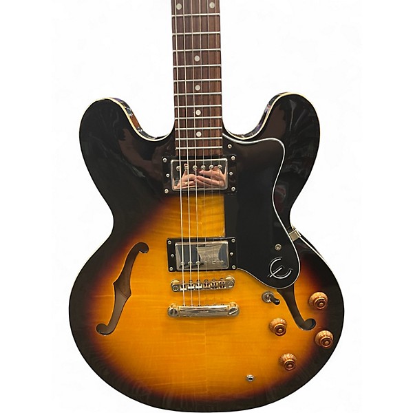 Used Epiphone Dot Deluxe Flametop Sunburst Hollow Body Electric Guitar