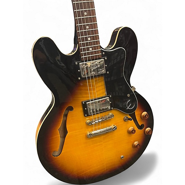Used Epiphone Dot Deluxe Flametop Sunburst Hollow Body Electric Guitar